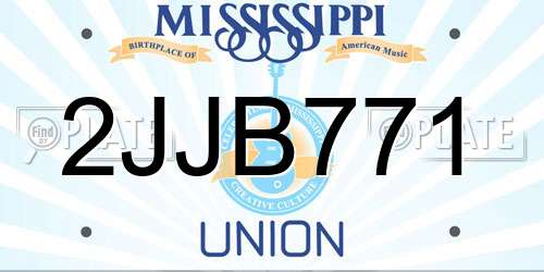 2JJB771 Mississippi License Plate