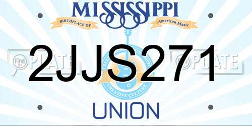 2JJS271 Mississippi License Plate