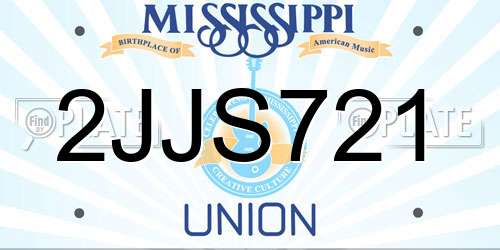 2JJS721 Mississippi License Plate