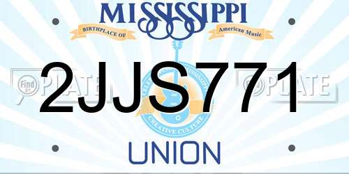 2JJS771 Mississippi License Plate