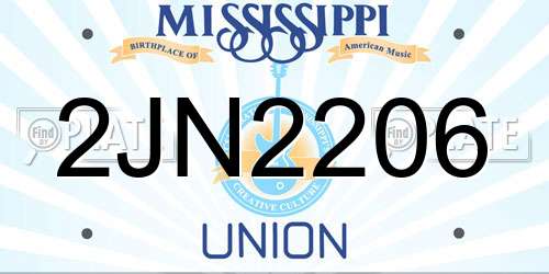 2JN2206 Mississippi License Plate