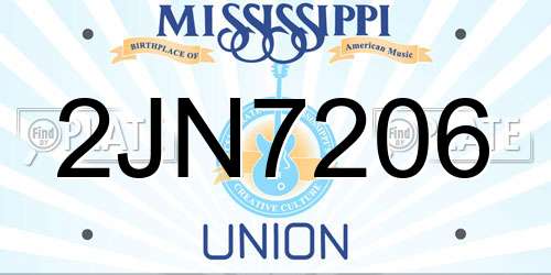 2JN7206 Mississippi License Plate