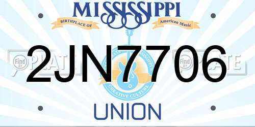 2JN7706 Mississippi License Plate