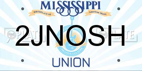 2JNOSH Mississippi License Plate