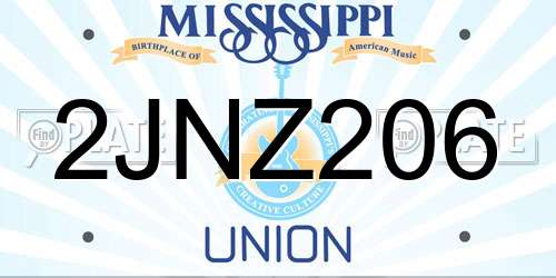 2JNZ206 Mississippi License Plate
