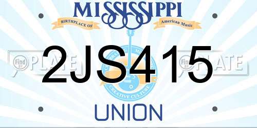 2JS415 Mississippi License Plate