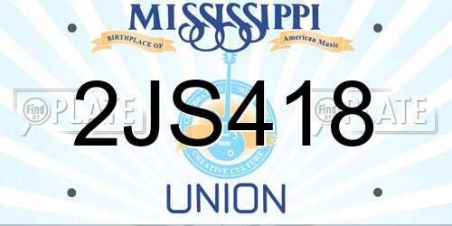 2JS418 Mississippi License Plate