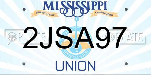2JSA97 Mississippi License Plate