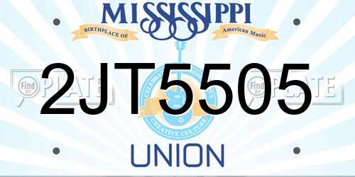 2JT5505 Mississippi License Plate