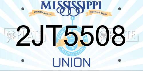 2JT5508 Mississippi License Plate