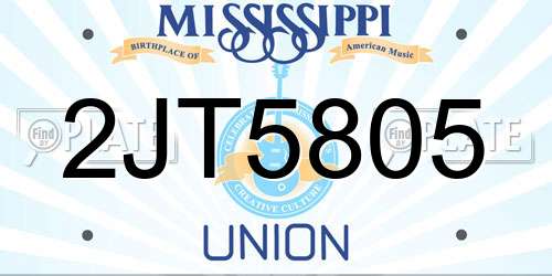 2JT5805 Mississippi License Plate