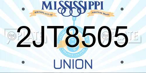 2JT8505 Mississippi License Plate