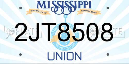 2JT8508 Mississippi License Plate