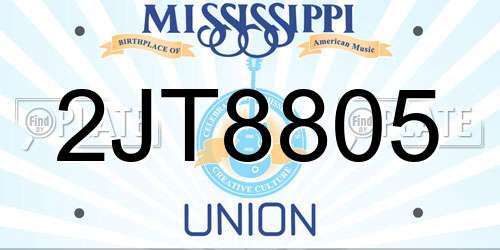 2JT8805 Mississippi License Plate