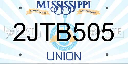 2JTB505 Mississippi License Plate