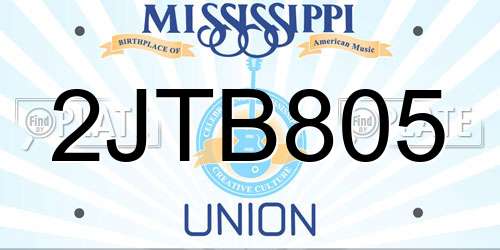 2JTB805 Mississippi License Plate