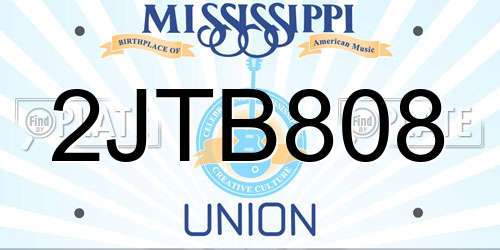 2JTB808 Mississippi License Plate