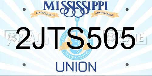 2JTS505 Mississippi License Plate