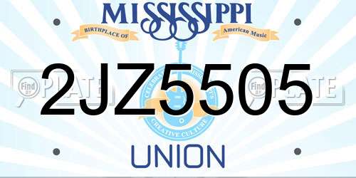 2JZ5505 Mississippi License Plate