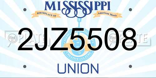2JZ5508 Mississippi License Plate