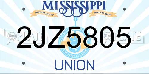 2JZ5805 Mississippi License Plate