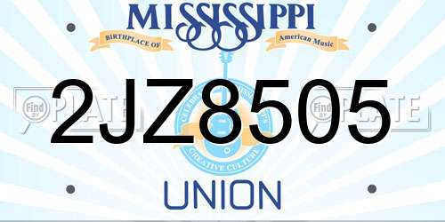 2JZ8505 Mississippi License Plate