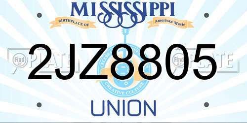 2JZ8805 Mississippi License Plate