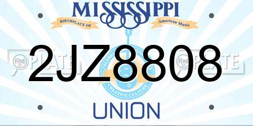 2JZ8808 Mississippi License Plate