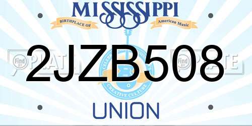 2JZB508 Mississippi License Plate
