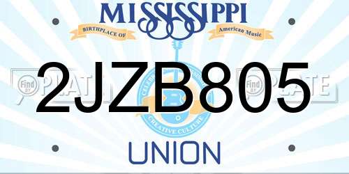 2JZB805 Mississippi License Plate