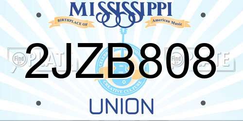 2JZB808 Mississippi License Plate