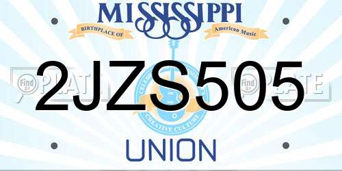 2JZS505 Mississippi License Plate