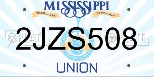 2JZS508 Mississippi License Plate