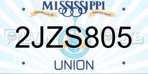 2JZS805 Mississippi License Plate