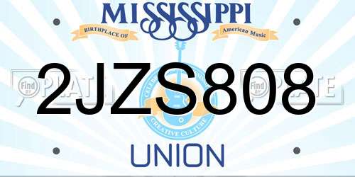 2JZS808 Mississippi License Plate