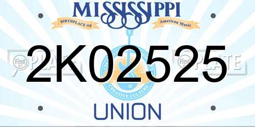 2K02525 Mississippi License Plate
