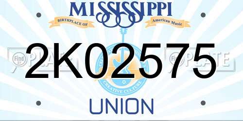 2K02575 Mississippi License Plate