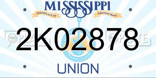 2K02878 Mississippi License Plate