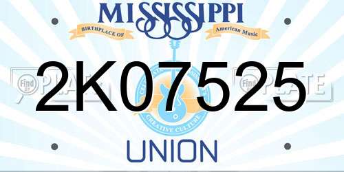 2K07525 Mississippi License Plate