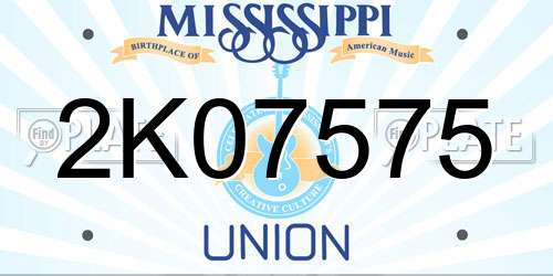 2K07575 Mississippi License Plate