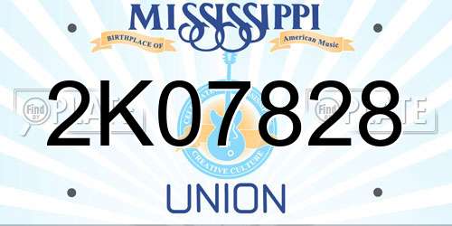 2K07828 Mississippi License Plate