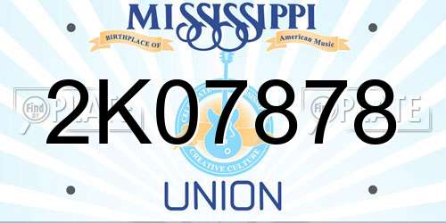 2K07878 Mississippi License Plate