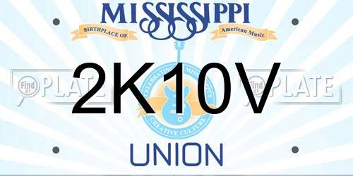 2K10V Mississippi License Plate
