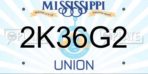 2K36G2 Mississippi License Plate