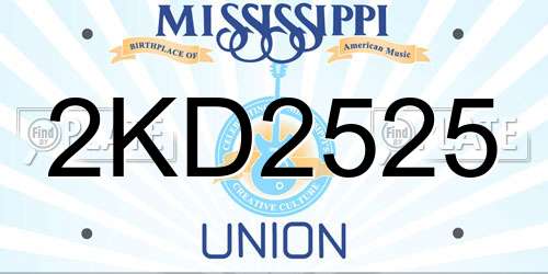 2KD2525 Mississippi License Plate