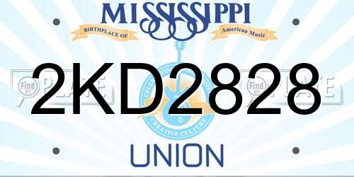 2KD2828 Mississippi License Plate