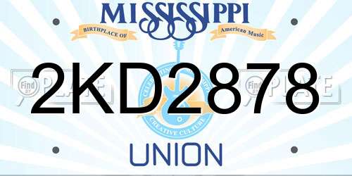 2KD2878 Mississippi License Plate