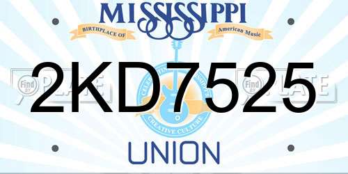 2KD7525 Mississippi License Plate