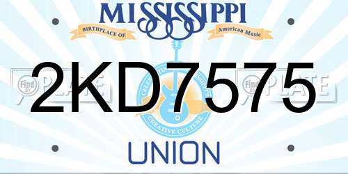 2KD7575 Mississippi License Plate