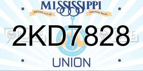 2KD7828 Mississippi License Plate
